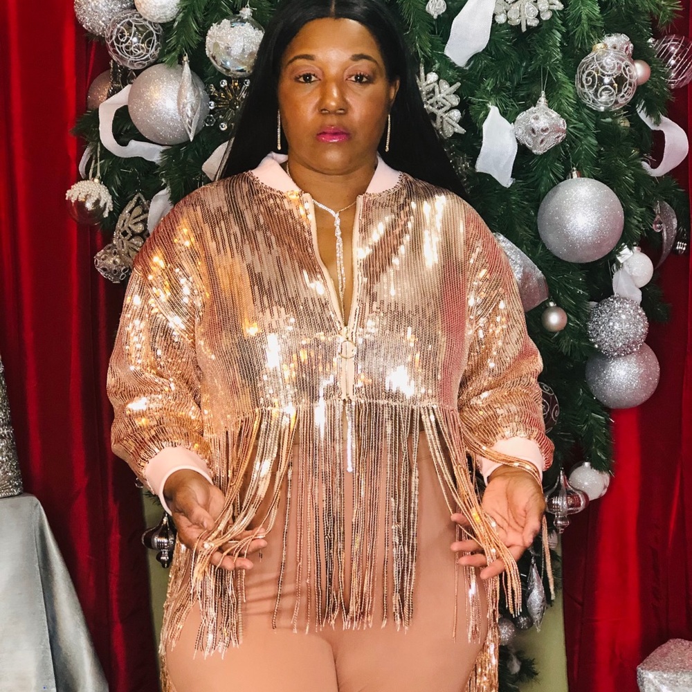 Sequin  Jacket.  Rosegold